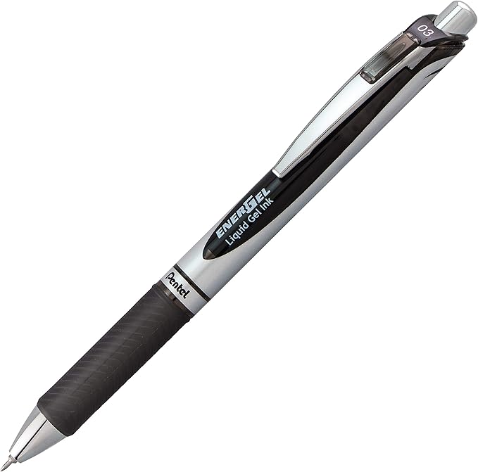 Pentel EnerGel RTX Retractable Liquid Gel Pen, (0.3mm) Needle Tip, Extra Fine Line, Assorted Ink, 3-Pk (BLN73BP3M)