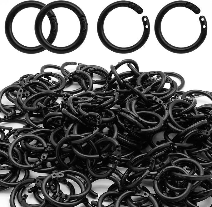 210 Pcs 3/4 Inch Plastic Binder Rings, Loose Leaf Binder Book Rings, Black Index Card Rings Binder Clip Rings for Flash Cards, Key Rings, Index Cards, Paper (20mm)