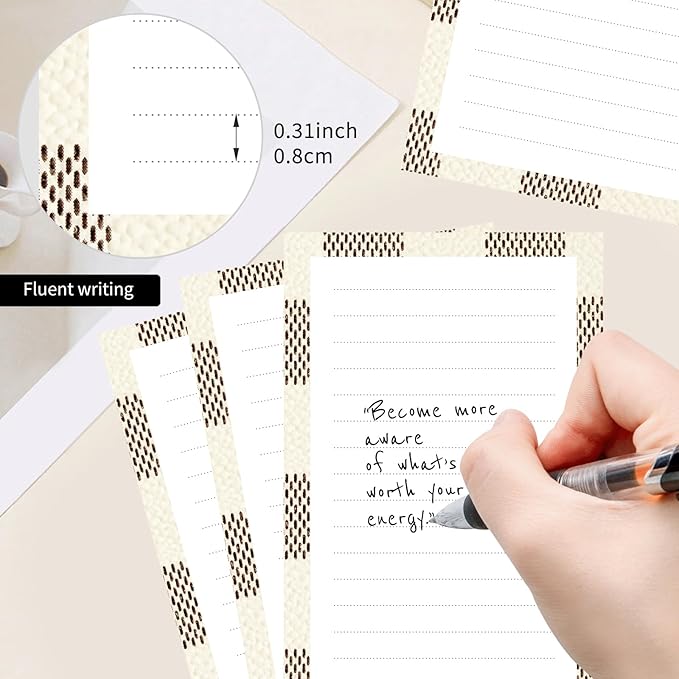 2 Pack Lined Sticky Notes 4x6 in, Cute Self-Stick Notepads with Lines, Large Memo Pads Strong Adhesive for Office, Home Luxury Checkerboard