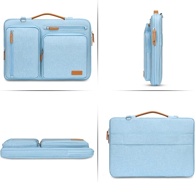 MOSISO 360 Protective Laptop Shoulder Bag,14 inch Computer Bag Compatible with HP Lenovo Dell ASUS Acer, HP, Dell Latitude, Lenovo,Side Open Messenger Bag with 4 Zipper Pockets&Handle, Air Blue