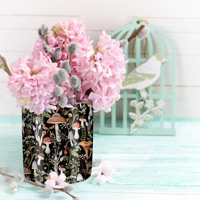 Pen Pencil Holder for Desk, Ceramic Pen Cup Cute Makeup Brush Holder, Unique Desk Multifunctional Pens Organizer for Home, Office, Mushrooms Pattern
