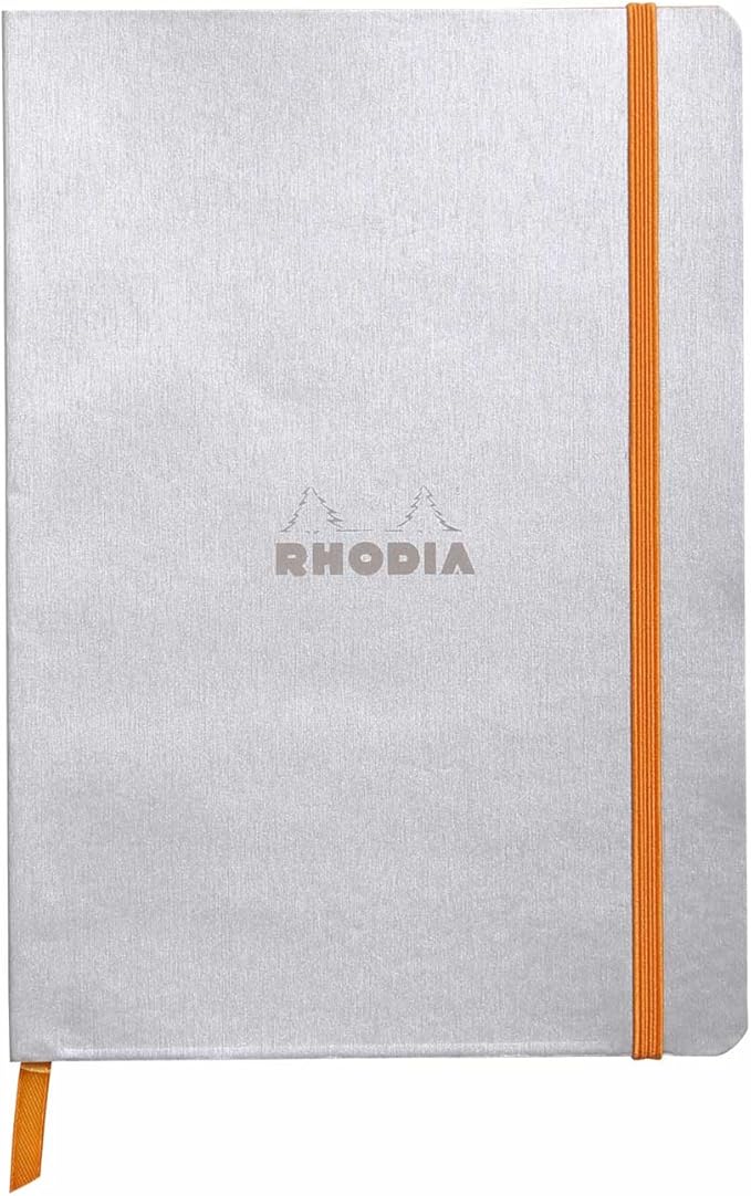 Rhodia Rhodiarama SoftCover Notebook - 80 Lined Sheets - 6 x 8 1/4 - Silver Cover (117401C)