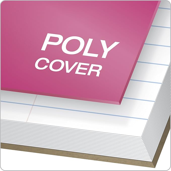 Oxford 1-Subject Poly Notebook, 8.5 x 11 inches, 3-Hole Punch, College Rule, 100 Sheets Per Journal, Durable Poly Storage Pocket, Colors May Vary (10590) (Pack of 12)