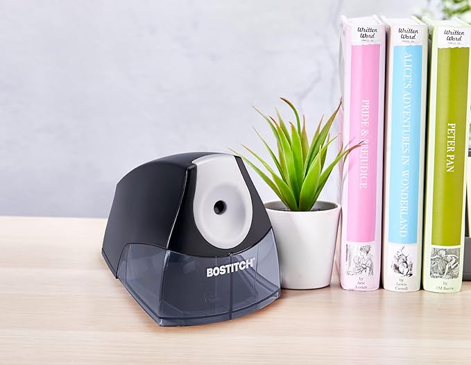Bostitch Office Personal Electric Pencil Sharpener, Powerful Stall-Free Motor, High Capacity Shavings Tray, 7yr Warranty,Black