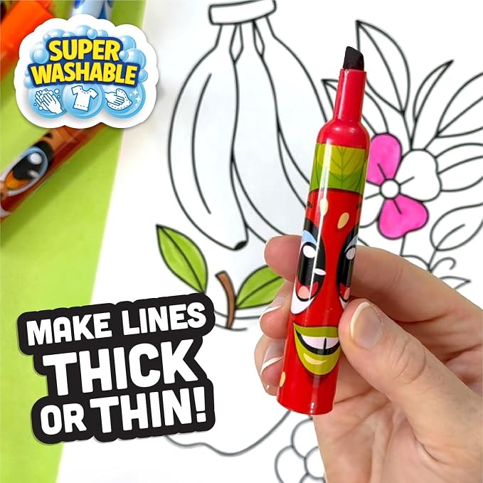 Scentos Scented Chisel Tip Markers 24 Pack, With Fruit Scent, 12 Assorted Colors, Different Fruity Each, Washable Markers, Marker for Kids, for Posters and Science Fairs, Super Washable Ink.