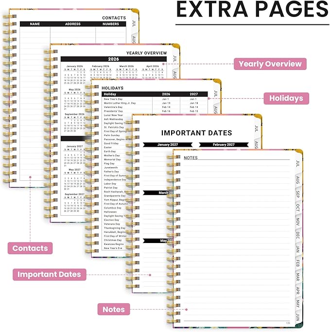 Planner 2026-2027, Academic Planner Weekly and Monthly, Jul 2026 - Jun 2027, Spiral Bound School Planning Tool with Tabs and Pocket, Perfect for Students & Teacher, 6.3" x 8.5", Fox Hollow