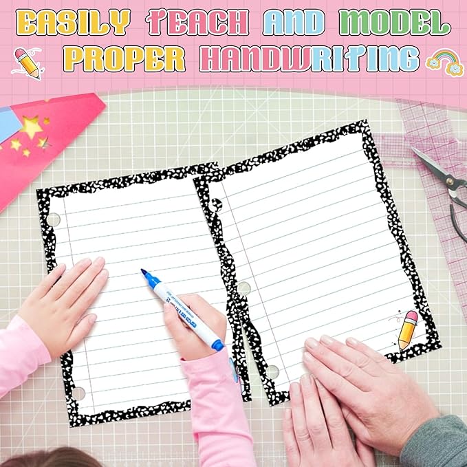 Redbaker 4 Pcs 10.5"x8" Composition Notebook Magnetic Paper Erasable & Writable Handwriting Lined Paper for Classroom School Whiteboard Blackboard Office Teacher Must Have Homeschool Teaching Supplies