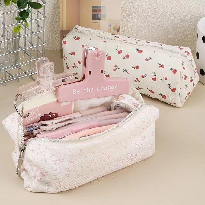 Cute Pencil Case Aesthetic Student Pencil Pouch Coin Pen Pouch Cosmetic Bag Office Stationery Organizer For Kids Teen School (Z-Violet)