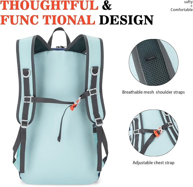 BAGPARKK 35L Ultra Lightweight Foldable Packable Hiking Backpack | Travel Backpack, Survival Whistle, Water-Resistant, Camping Daypack, Outdoor Sports, 0.88 pounds, Men & Women