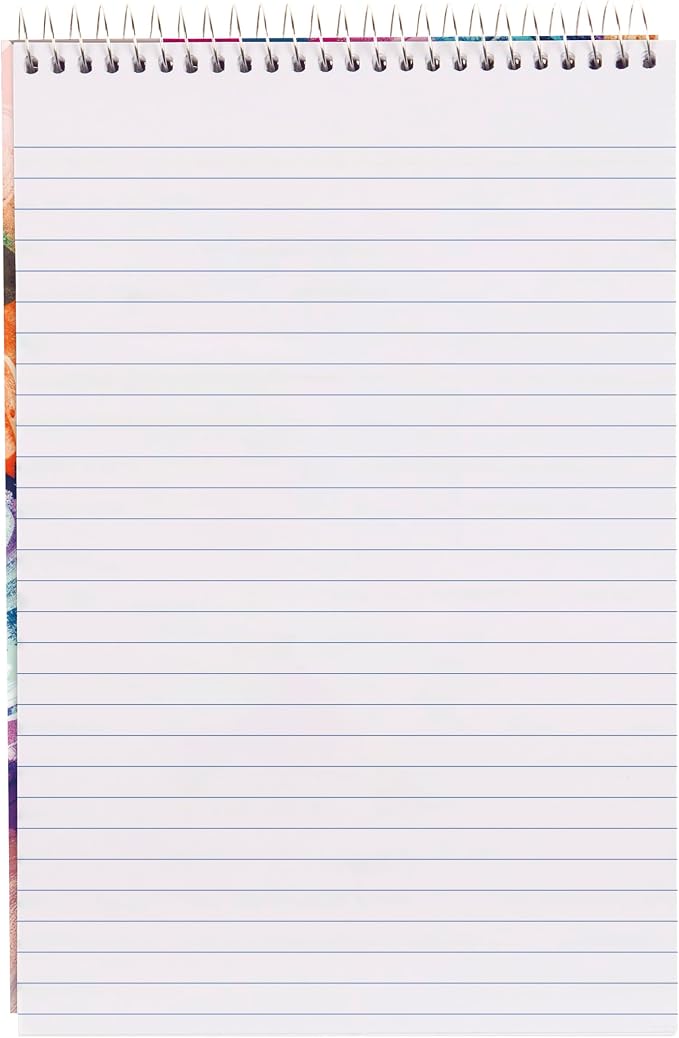 Blueline® XTREME White Steno Pad, 6" x 9.5", Top Spiral, 120 Pages, Ideal for School, Office, Notes, Lists & Planning, Tropical Design (313604)