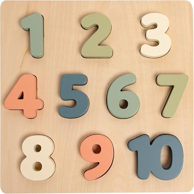 Pearhead Wooden Numbers Puzzle, 1–10 Counting Learning Toy for Toddlers, Montessori Educational Puzzle