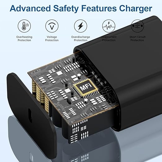 iPhone 17 16 15 Charger/6ft Type C to C Charging Cable Cord Long,USB C Fast Charging Block Plug for Apple iPhone 17 Pro Max/17 Air/16 Pro/16/15 Plus/AirPods/iPad/mini Plug Cube Birck Box Power Adapter