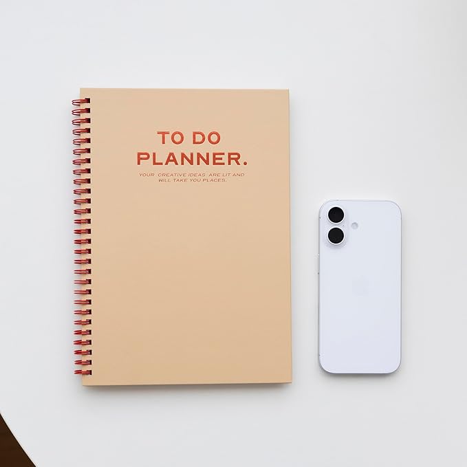 Undated Daily Planner, Spiral To Do Planner with Habit Tracker and Gratitude Journal, Hardcover Productivity Planner, 6.9 x 9.8 Inches, 120 Pages, 100 GSM Paper, Natural Beige