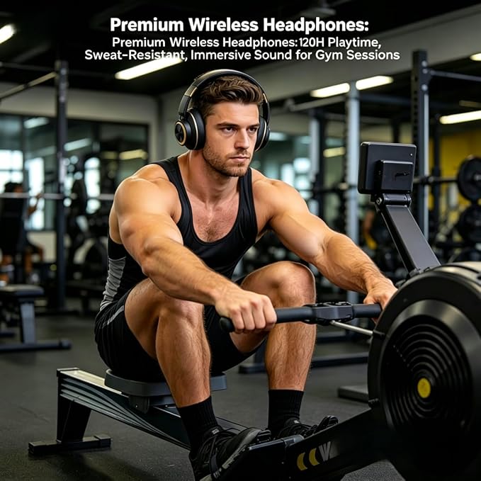 H8 BT 5.4 Over-Ear Wireless Headphones,ANC Noise Cancelling,120H Playtime,Deep Bass,High-Protein Ear Pads,Foldable 1.5m 3.5mm AUX Cable for Driving,Office,Travel,Online Class(Black)