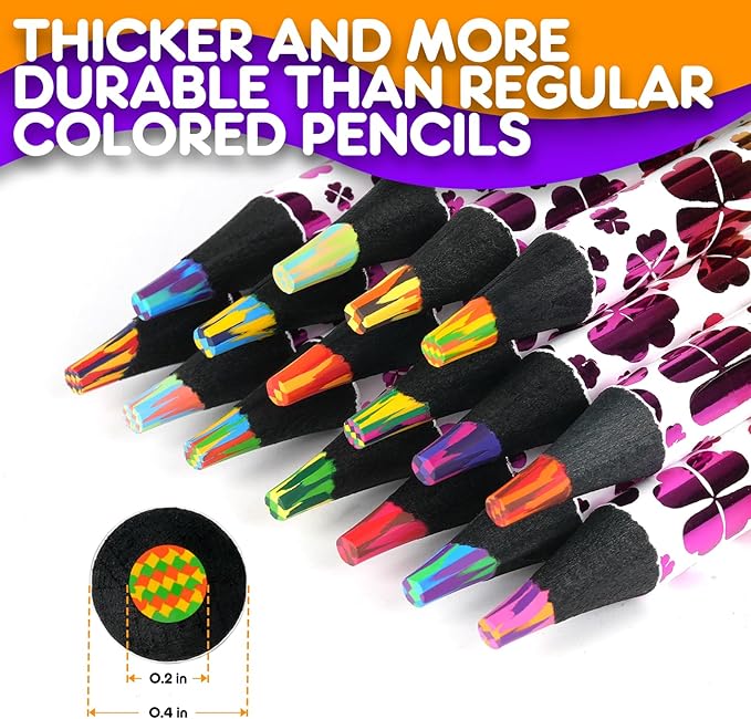 nsxsu Art Supplies for Kids Teens Adults, 16 Rainbow Pencils Drawing Supplies, Jumbo Multi Colored Pencils for Sketching Drawing, Tween Girls Trendy Stuff Birthday Party Favor Crafts for Boys 6-12