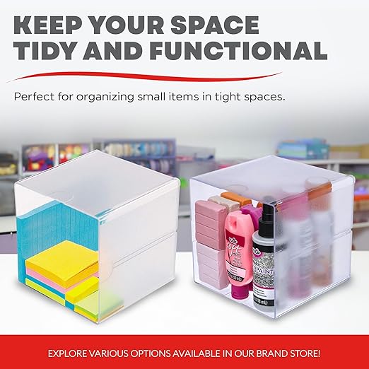 Deflecto Stackable Open Cube Organizer, Desk and Craft Organizer, Clear, 6"W x 6"H x 6"D (350401CR)