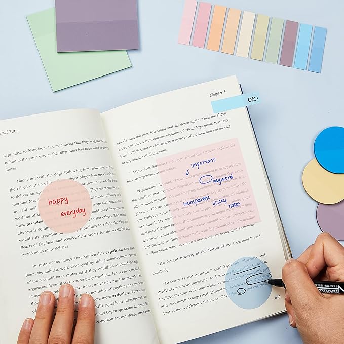 Book Annotation Kit with 1000 Sheets Transparent Sticky Notes 200 Pcs Annotation Tabs and 3 Markers for Bible Study Waterproof Clear Sticky Note Index Tabs Back to School Supplies