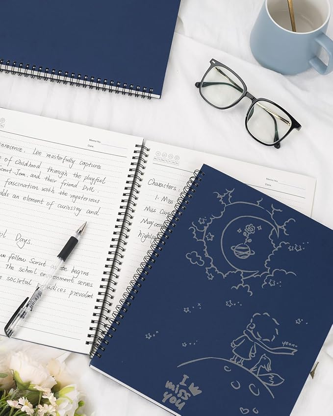 Dynta Spiral Notebooks 8.5 "x 11" Lined 3Pcs College Ruled Journals for Work, School And Travel, Good for Men and Women, 160 Pages/80 Sheets, with 100 GSM Lined Paper(Blue)