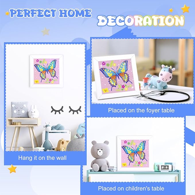 Diamond Art Kits for Kids - Crafts for Girls 8-12 - Diamond Art Painting with Wooden Frame - Arts and Crafts for Kids Ages 4-6 8-10 - GEM Art Supplies Dots for Adult Beginners Home Wall Decor Gifts