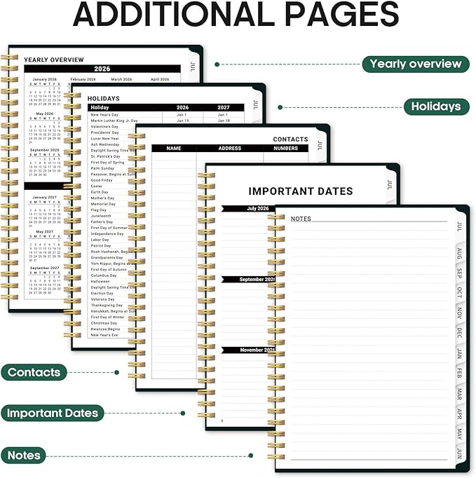 Planner 2026-2027, Academic Year Monthly and Weekly Calendar Planner, Jul 2026 - Jun 2027, Hardcover Teacher Student Planning Agenda book with Tabs, Perfect for School Office Supplies, 6.3" x 8.5" - Insects in Blooms