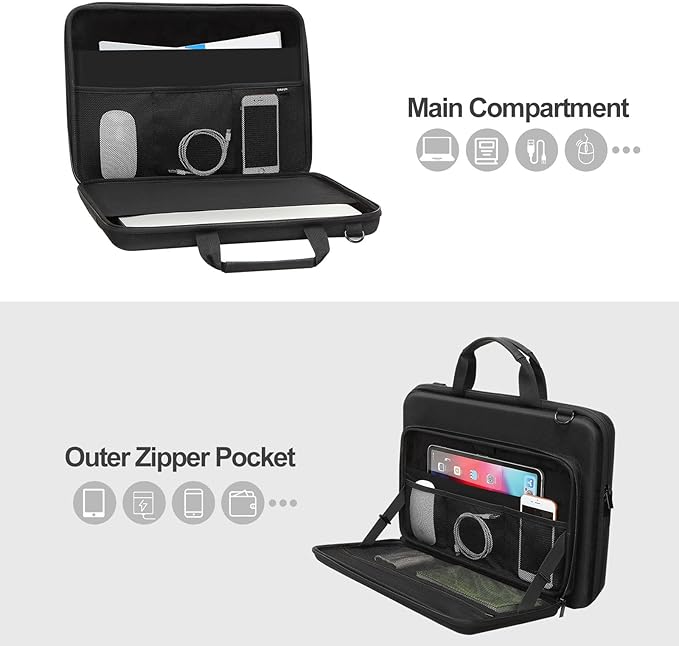 MOSISO Laptop Bag for Men,17-17.3 inch Computer Bag Compatible with Dell XPS/HP Pavilion/Ideapad/Acer/Alienware/HP Omen Notebook, Hard Shell Laptop Case with Front Pocket&Shoulder Strap, Black