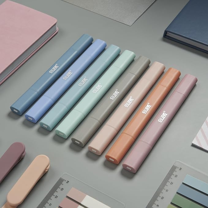 BLIEVE Aesthetic Cute Highlighters No Bleed Through, Dual Tip Chisel & Fine Point, Pastel Colors For Bible & Journaling