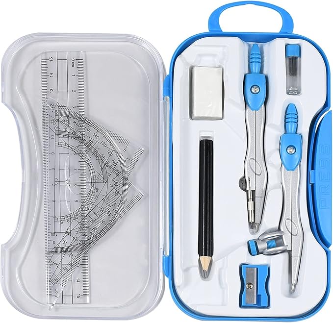 Math Geometry Kit Combination Plotter Set,10 Pieces Per Set Studentses Geometric Set High Precision Professional,for Student&Engineedrawing/Color Pink
