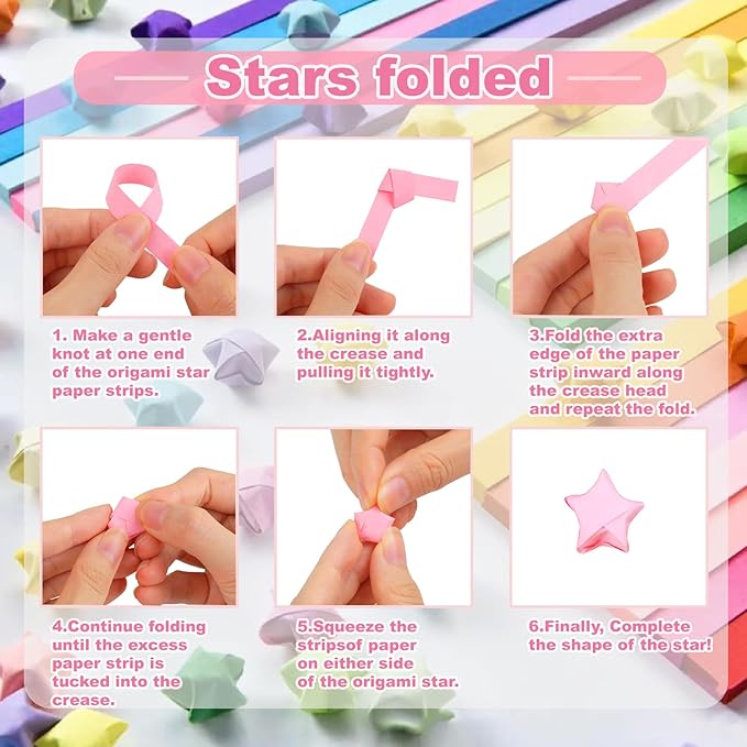 Phinus 2060 Sheets Origami Paper - 27 Color Assortment, Double Sided Star Paper Strips for DIY Hand Art Crafts