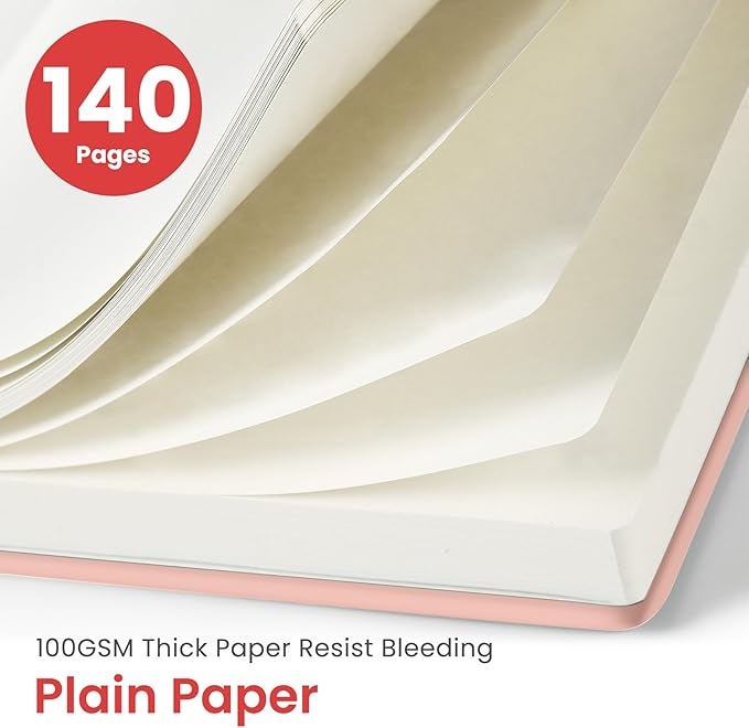 Taja Blank Spiral Journal Notebook for Women & Men, 140 Pages, Sketch Book, Plain Notebook for Drawing & Sketching, Journals for Creative Writing, A5(5.7" x 7.9") – Pink
