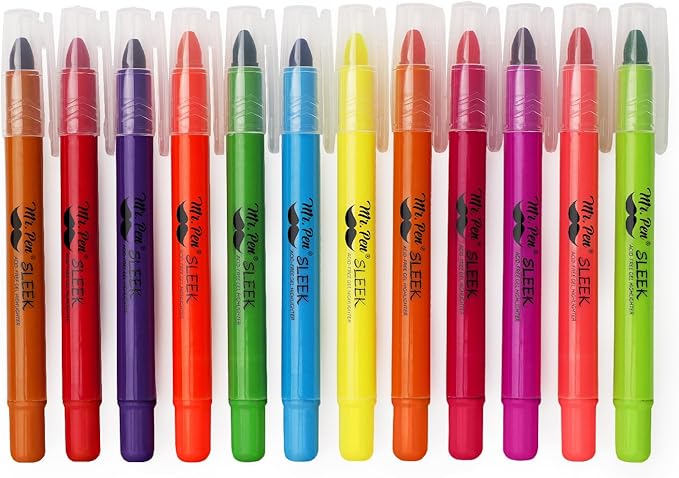 Mr. Pen- No Bleed Gel Highlighters, Fluorescent Assorted Colors, 12 Pack, Bible Highlighters and Pens No Bleed, Bible Markers for Study, Journaling, School Supplies and Accessories