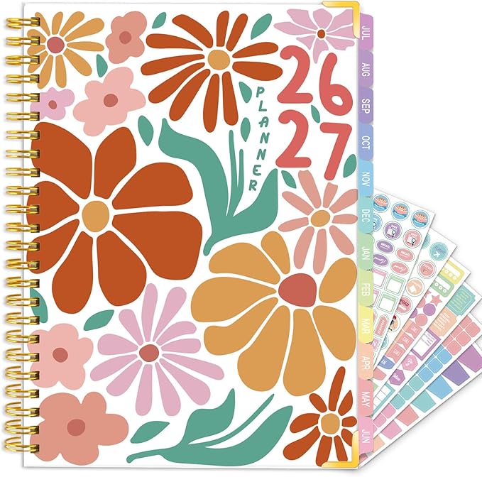 GuassLee Academic Planner 2026-2027 Daily Weekly and Monthly - Large A4 Planner from July 2026-June 2027, 8.8"x11.4" Aesthetic Teacher Student Agenda Book with Back Pocket, Stickers, Coated Tabs, A4