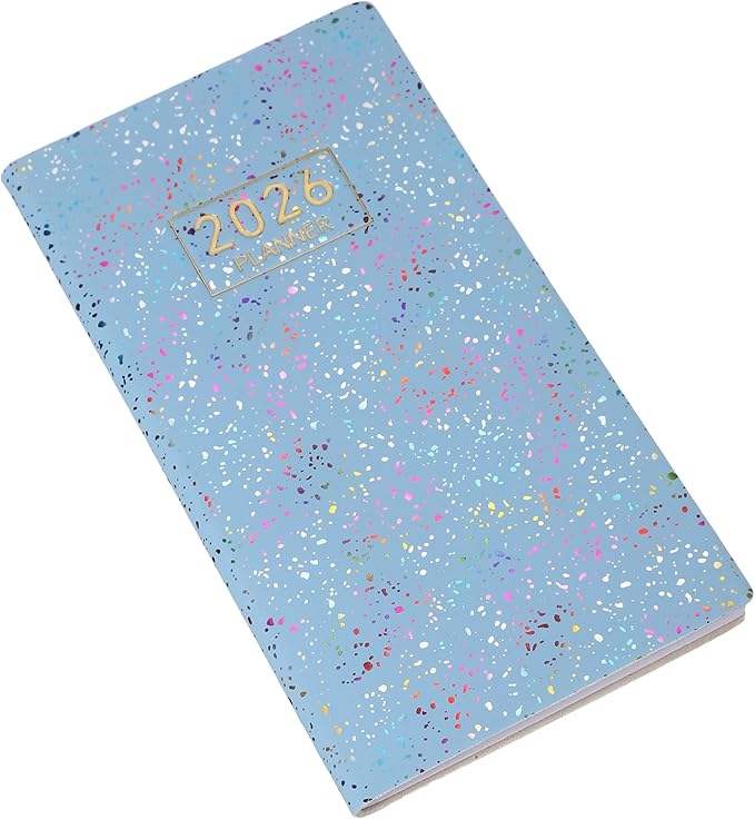 PATIKIL 2026 Daily Planner Notebook, 6.8 x 3.8" 64 Sheets Undated to Do List Daily Weekly Monthly Goals Pocket Notebook for Office Home Study Work Weeding Time Management, Colorful Blue