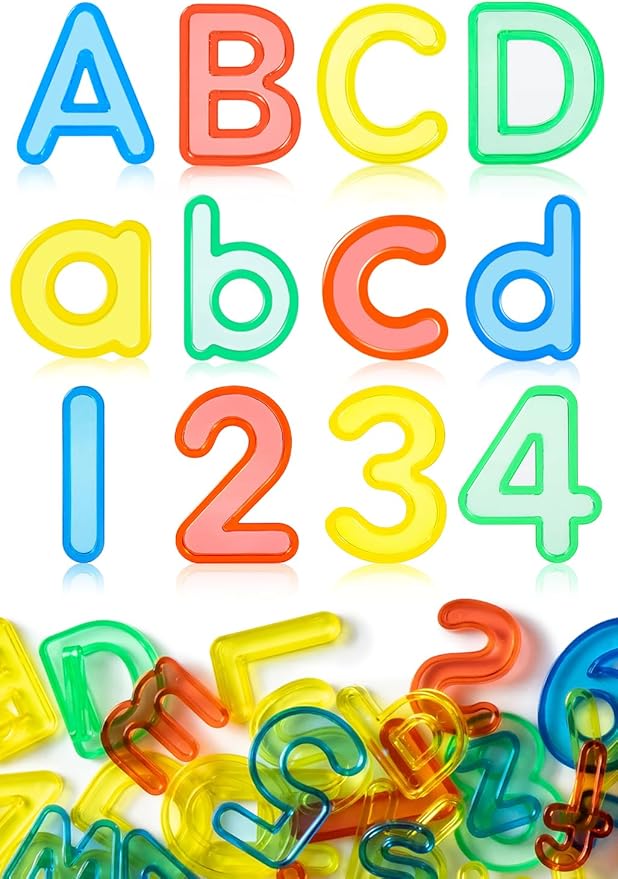 66 Pcs Translucent Letters and Numbers – About 2 Inches - Plastic Alphabet Letters for Kids – Ideal for Light Table Activities, Counting & Spelling Fun