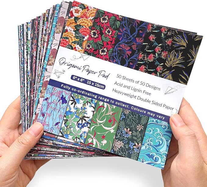 Origami Paper Kit Double Sided 100 Sheets 10 Colors 6 Inch Square Easy Fold Arts Crafts DIY Handwork Origami Papers Flowers