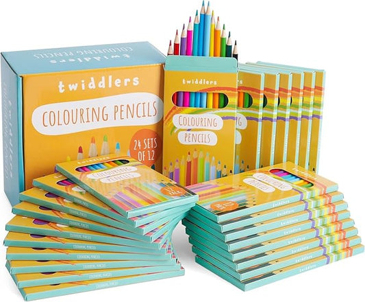 THE TWIDDLERS 24 Packs of Colored Pencils, 12 Pencils Per Box, 288 Bulk coloring pencils - 7" Multipack Drawing Set School Supplies, Party Favors, Art Sketching Pencils for Kids & Adults