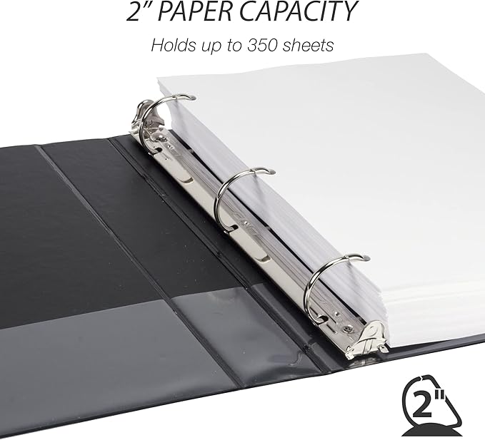 Samsill Durable 2 inch 3 Ring Binder, D Ring Binder, 100% Recycled Chipboard, Basic Assortment, 4 Pack