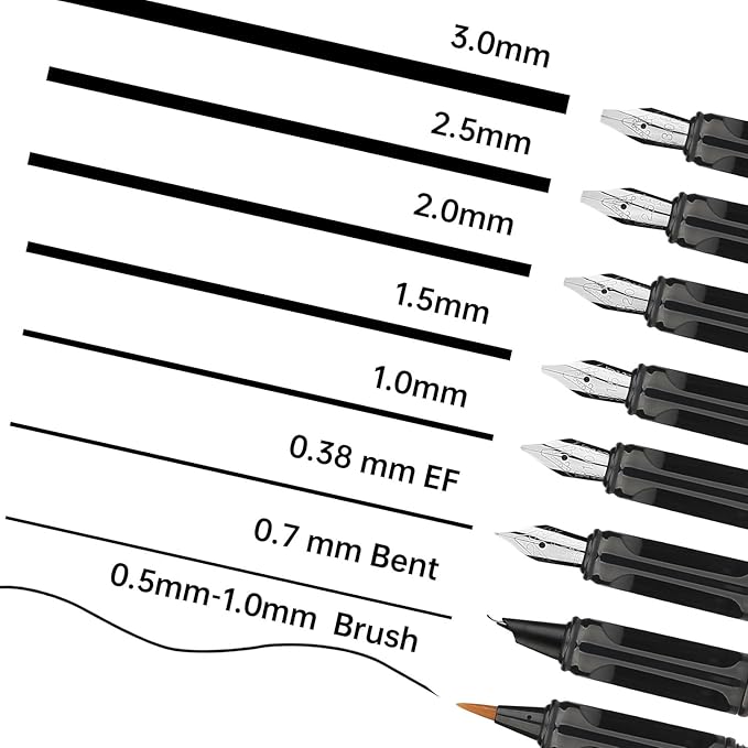 GC QUILL Calligraphy Pen Set 74pcs- 8 Calligraphy Fountain Pens with Varied Nibs, 66 Ink Cartridges(14 Colors)-Writing, Drawing, Calligraphy Practice for Beginner GC-F866