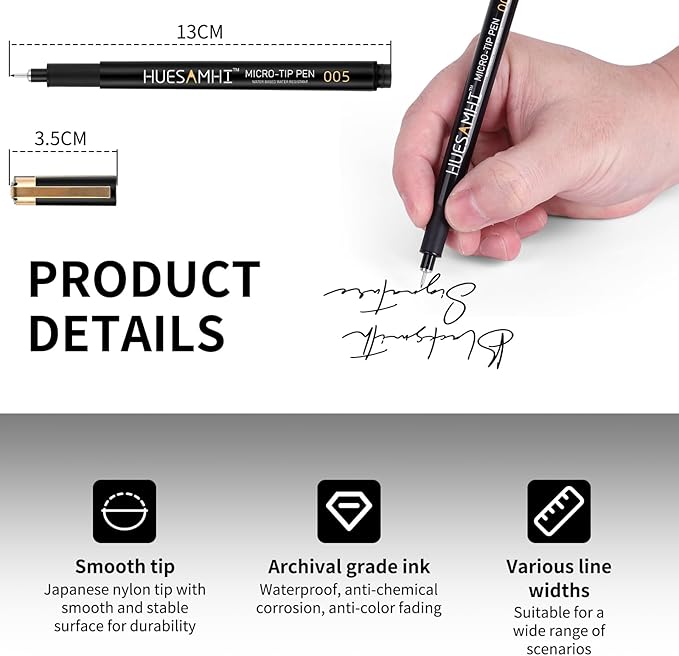 BR micro fineliner pens, no bleed waterproof pens drawing sketch art, archival ink artist set outline gift