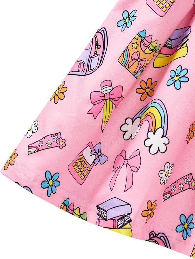 Popshion Girls Dresses Flutter Sleeve Swing Sundress Toddler Summer Clothes Kid Birthday Party Sleeveless Dress 1-8 Years Old