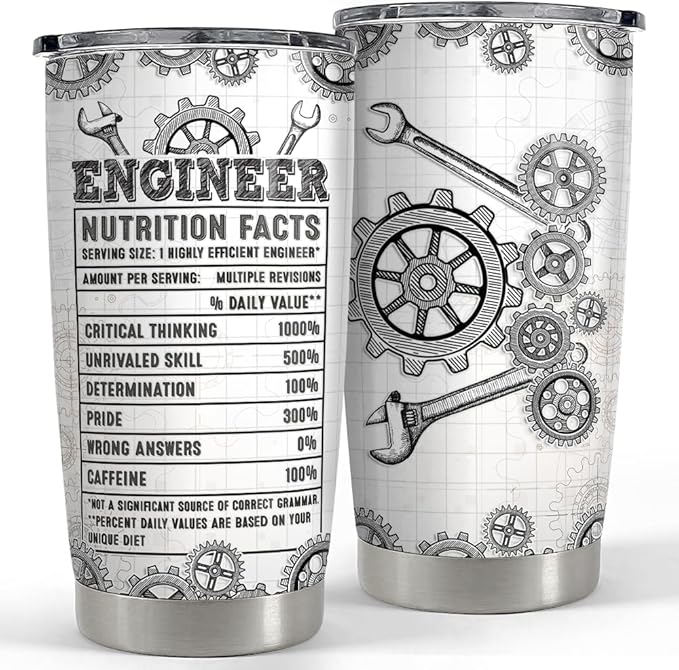 SANDJEST Engineer Tumbler 20oz Engineer Gifts for Men Engineers Stainless Steel Insulated Tumblers Coffee Travel Mug Cup Engineering Gift for Birthday Christmas