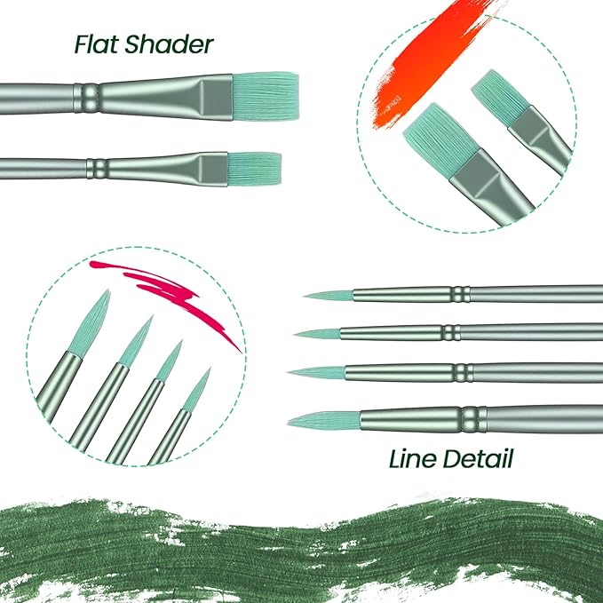 6Pcs Acrylic Paint Brush Set, Watercolor Brushes, Nylon Paint Brushes Set for Acrylic Painting, Versatile Paints Brushes for Crafts, All Purpose Oil Watercolor Painting Beginner Kits