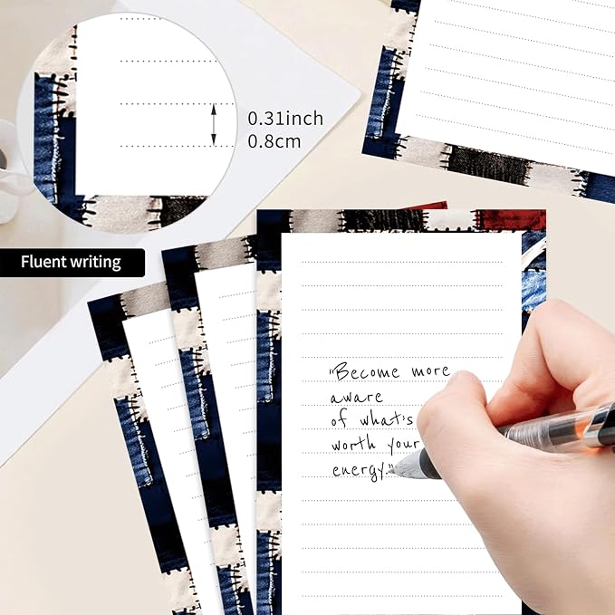 2 Pack Lined Sticky Notes 4x6 in, Cute Self-Stick Notepads with Lines, Large Memo Pads Strong Adhesive for Office, Home Retro Cowhide Plaid