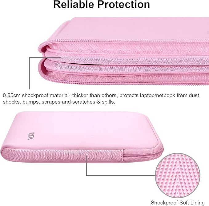 Arvok 13 13.3 14 Inch Laptop Sleeve Case for MacBook Pro/MacBook Air 13-14 inch, Water-Resistant Notebook Chromebook Computer Pouch, Carrying Bag Cover for HP/Dell/Lenovo/Asus/Acer, Pink