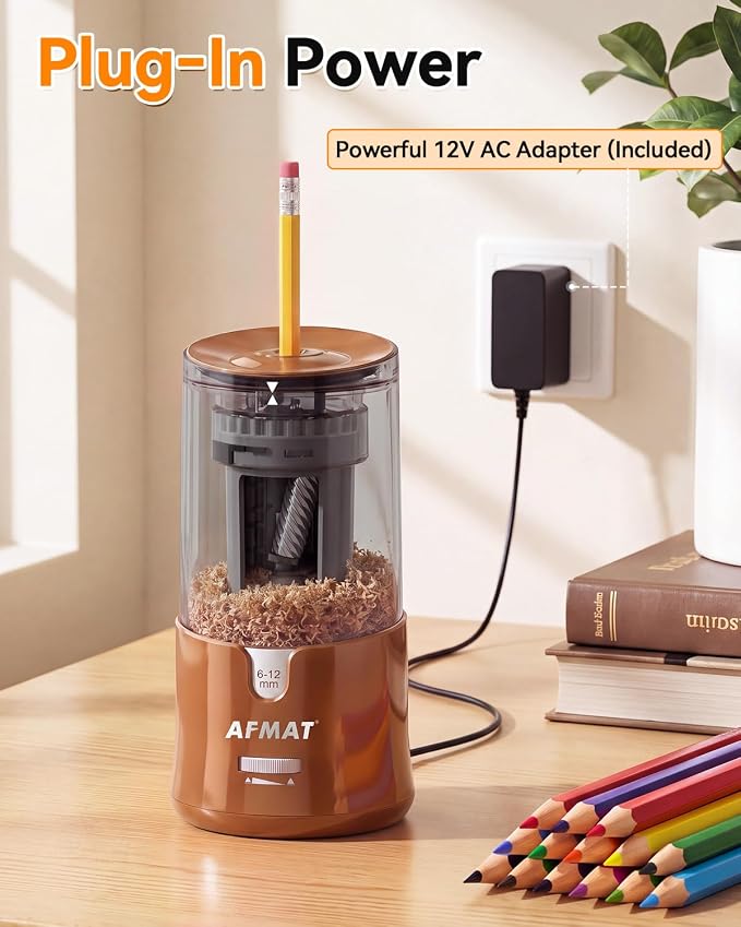 AFMAT Electric Pencil Sharpener, Plug-in Pencil Sharpener for 6-12mm Pencil