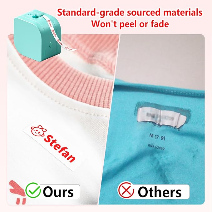 P12 Iron on Name Tags for Clothing, Fabric Labels for Daycare, Kids, School | Compatible with Dymo Letratag Refills 200B LT 100H 100T and Phomemo P12, P12PRO, LT12 F12 Label Make 12mm x 4m, 3 Pack, Blue
