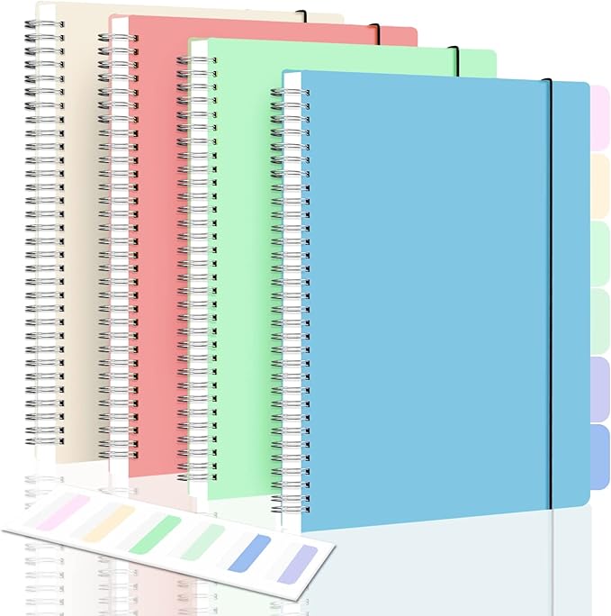 Blank Notebook, 4 Pack Spiral Sketch Book, 8" x 10" Large Blank Journal, No Bleed Thick Paper Sketchbook for Drawing, Unlined Notebook Journal for Women Men School, B5 Spiral Notebook Blank Paper