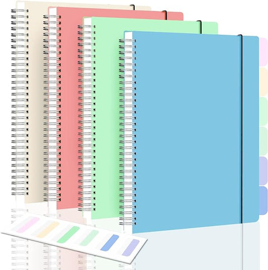 Spiral Notebook, 8.5" x 11" Dotted Journal Notebook, A4 Dot Grid Notebook Pack, 560 Pages Large Dot Journal for Bullet, Work, School, 24pcs Index Tabs, Thick Paper, Assorted Pastel Notebook