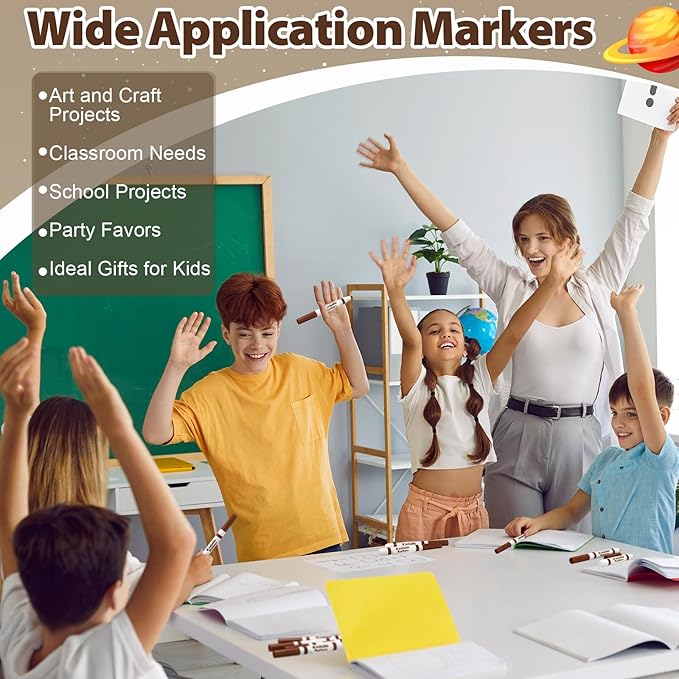 24 Pcs Washable Markers Bulk Broad Line Markers Coloring Conical Tip Large pens for Kids art projects, Teachers, Students, Toddlers, Party Favors, Classrooms, Donations(Brown)
