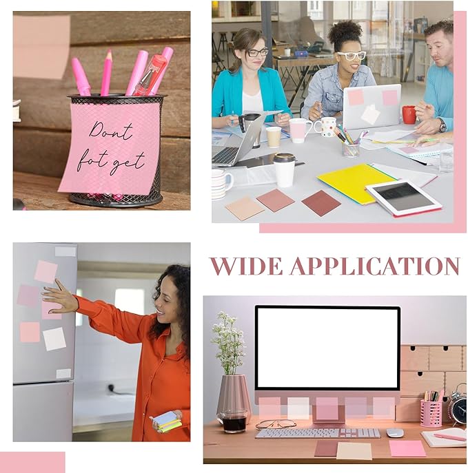 Marspark 500 Sheets Transparent Sticky Notes with Marker, 3x3 Inch See Through Sticky Notes, Self-Adhesive Translucent Clear Note Pads for Bible Journaling Memo Office School Supplies(Pink)