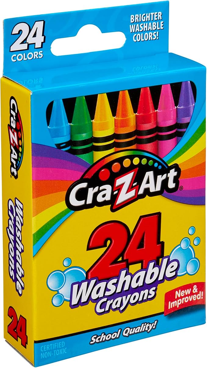 Cra-Z-Art Washable Crayons, 24 Count, for Kids Back to School Supply List Essential